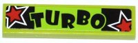 LEGO part Tile 1 x 4 with 'TURBO' and 2 Red Stars Pattern (Sticker) - Set 60055 2431pb0327