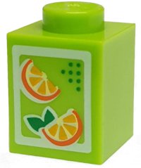 LEGO part Stein 1 x 1 mit Orangenmuster (Saftkarton) 3005pb017