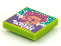 LEGO part Tile 2 x 2 with BeatBit Album Cover - Coral Minifigure, Magenta Hair and Star Glasses Pattern 3068pb1611