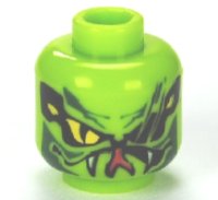 LEGO part Minifigure, Head Alien with Yellow Snake Eyes and Mouth with Fangs Pattern 3626pb0667