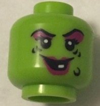 LEGO part Minifigure, Head Female Magenta Lips and Eye Shadow, Black Wart and Wrinkles, Smile with White Tooth Pattern - Hollow Stud (BAM) 3626pb2238