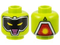 LEGO part Minifigure, Head Alien Robot, Black Mask with White Outline, Yellow Slit Eyes, Dark Pink Stripes Pattern - Hollow Stud 3626pb3179