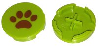 LEGO part Tile, Round 2 x 2 with Reddish Brown Paw Print Pattern 4150pb084