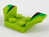 LEGO part Vehicle, Mudguard 2 x 4 with Flared Wings with Black and Red Stripes, Green Fade Pattern 41854pb07