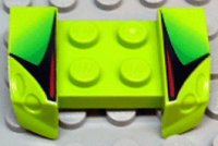 LEGO part Vehicle, Mudguard 2 x 4 with Headlights Overhang with Red/Black/Green Pattern on Both Sides 44674pb01