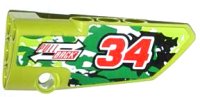 LEGO part Technic, Panel Fairing # 4 Small Smooth Long, Side B with Red Number 34, 2 White Arrows and 'PULL BACK' Pattern (Sticker) - Set 42027 64391pb009