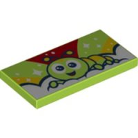 LEGO part Tile 2 x 4 with Caterpillar, Lime, Red and Yellow Sky and White Stars Pattern 87079pb0584