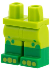LEGO part Hips and Legs with Molded Green Lower Legs / Boots, Bright Green Spots, Lime Toes Pattern 970c00pb1857
