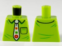 LEGO part Torso Shirt with Collar and Pocket, White Tie with Orange, Red and Green Spots Pattern 973pb3729