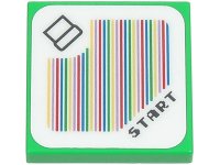 LEGO onderdeel Tile 2 x 2 with Super Mario Scanner Code Pipe and 'START', Round Corner Pattern (Sticker) - Sets 71403 / 71441 3068pb2093
