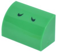 LEGO onderdeel Slope, Curved 1 x 2 with 2 Dark Green Curved Lines Pattern (Super Mario Yoshi Nostrils) 37352pb003