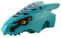 LEGO part Dragon Head (Avatar Ikran) Jaw Upper with Black Stripes and Bright Light Orange Eyes Pattern 1584pb01