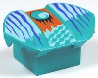 LEGO part Brick, Modified 2 x 2 No Studs, Sloped with Flared Wings and Loopin Pattern 30600pb05