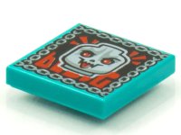 LEGO part Tile 2 x 2 with BeatBit Album Cover - Skull with Red Eyes and Tongue Pattern 3068pb1548