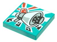 LEGO part Tile 2 x 2 with BeatBit Album Cover - Megaphone Loudhailer Space Gun Pattern 3068pb1642