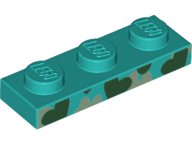 LEGO part Plate 1 x 3 with Black and Silver Heart Camouflage Pattern (Unikitty) 3623pb009