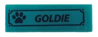 LEGO part Tile 1 x 3 with Dark Blue Paw Print and 'GOLDIE' Pattern (Sticker) - Set 41683 63864pb255