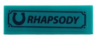 LEGO part Tile 1 x 3 with Dark Blue Horseshoe and 'RHAPSODY' Pattern (Sticker) - Set 41683 63864pb256