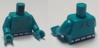 LEGO part Torso Trolls Flat Silver Skull with Metallic Silver Belt Pattern / Dark Turquoise Arms / Dark Turquoise Hands 973pb3885c01