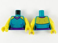LEGO part Torso Female Outline Dress, Yellow Shoulders, Dark Purple Collar and Belt, Silver and Dark Purple Dots Pattern / Yellow Arms / Yellow Hands 973pb4142c01