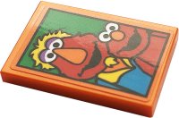 LEGO part Tile 2 x 3 with Picture of Elmo and Louie on Green Background Pattern (Sticker) - Set 21324 26603pb120