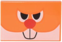 LEGO part Tile 2 x 3 with Angry Black and White Eyes Partially Closed, Red Nose, Buck Teeth Pattern (Super Mario Waddlewing Face) 26603pb288