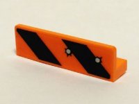 LEGO part Panel 1 x 4 x 1 with Black and Orange Danger Stripes, 2 Bullet Holes Pattern (Sticker) - Set 6864 30413pb045