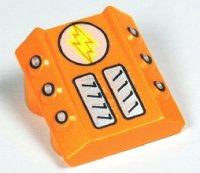 LEGO part Brick, Modified 2 x 2 No Studs, Sloped with 6 Side Pistons Raised and Lightor Lightning Bolt Pattern 30603pb07