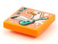 LEGO part Tile 2 x 2 with BeatBit Album Cover - Duck and Guitar Pattern 3068pb1538