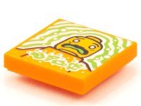 LEGO part Tile 2 x 2 with BeatBit Album Cover - Sick Minifigure with Green Tongue Pattern 3068pb1553