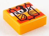 LEGO part Tile 1 x 1 with Black '3', Red and White Stripes Pattern 3070pb172