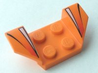 LEGO part Vehicle, Mudguard 2 x 4 with Flared Wings with Black and White Stripes, Red Fade Pattern 41854pb03