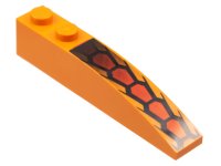 LEGO part Slope, Curved 6 x 1 with Repeating Red and Black Hexagonal Scale Pattern 42022pb45