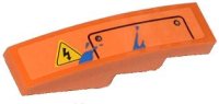 LEGO onderdeel Slope, Curved 4 x 1 with Electricity Danger Sign, Hatch and Blue Paint Spots Pattern Model Left Side (Sticker) - Set 70808 61678pb067L