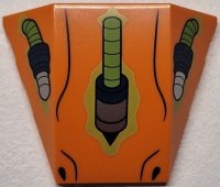 LEGO onderdeel Wedge 4 x 3 Triple Curved No Studs with Lizard Shaped Lime, Dark Blue and Silver Eyes and Nose and Black Nostrils Pattern (Sonic the Hedgehog Biolizard Face) 64225pb076