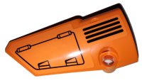 LEGO onderdeel Technic, Panel Fairing # 3 Small Smooth Long, Side A with Hatch and Grille on Orange Background Pattern (Sticker) - Set 42038 64683pb046