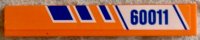 LEGO onderdeel Tile 1 x 6 with Blue Stripes and '60011' on White and Orange Background Pattern Model Left Side (Sticker) - Set 60011 6636pb080L