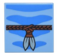 LEGO part Tile 2 x 2 with Blue Skin Markings and Reddish Brown Braided Strap with Silver Blades Pattern (BrickHeadz Na'vi Upper Arm) 3068pb2114