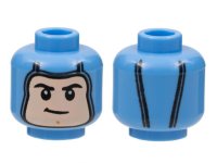 LEGO part Minifigure, Head Balaclava, Light Nougat Face, Black Eyebrows, Lopsided Grin, Medium Nougat Chin Cleft Pattern - Hollow Stud 3626pb3012