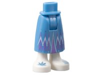 LEGO part Mini Doll Hips and Skirt Long, Medium Lavender Mountains, White Boots with Metallic Light Blue Snowflake Pattern - Thick Hinge 59595c00pb01