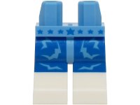 LEGO part Hips and Blue Legs with Molded White Lower Legs / Boots and Printed Medium Blue Lightning Bolts and Blue Stars Pattern (BAM) 970c07pb15