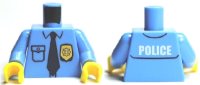LEGO part Torso Police Shirt with Gold Badge, Dark Blue Tie and 'POLICE' Pattern on Back / Medium Blue Arms / Yellow Hands 973pb0801c01