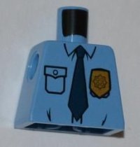 LEGO part Torso Police Shirt with Gold Badge, Dark Blue Tie and Wrinkles Pattern 973pb1008
