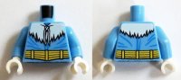 LEGO part Torso Winter Jacket with Fur, Strings and Yellow Belt Pattern (Captain Cold) / Medium Blue Arms / White Hands 973pb1856c01