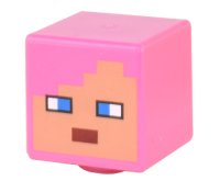 LEGO part Minifigure, Head, Modified Cube with Pixelated Nougat Face, Dark Azure Eyes, Dark Red Mouth Pattern (Minecraft Zombie Hunter) 19729pb061
