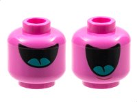 LEGO part Minifigure, Head Dual Sided Alien Large Black Mouth with Dark Turquoise Tongue, Half Open / Fully Open Pattern - Hollow Stud 3626pb2965