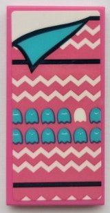 LEGO part Tile 2 x 4 with Blanket with Medium Azure Ghosts, White Zigzag Lines, and Black Lines, Bedsheet Pattern (Sticker) - Set 41395 87079pb1014
