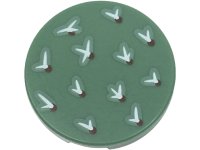 LEGO part Tile, Round 2 x 2 with Bottom Stud Holder with White and Dark Brown Cactus Needles Pattern 14769pb646