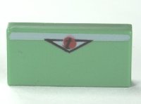 LEGO part Tile 1 x 2 with Triangle and 't' Pattern (Petrov Trunkov) 3069pb0174