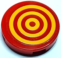 LEGO part Tile, Round 2 x 2 with Bottom Stud Holder with 3 Bright Light Orange Concentric Circles Target Pattern (Sticker) - Set 70429 14769pb647